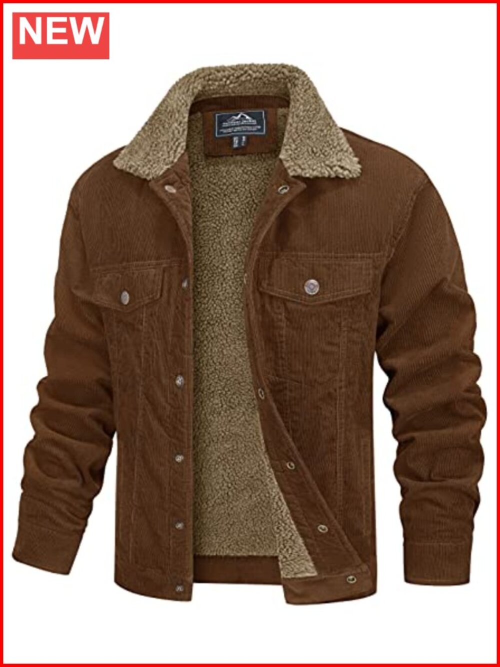 MAGCOMSEN Corduroy Jacket Sherpa Lined Warm Thick Coat